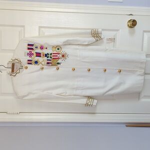 Vintage Adam Douglass Nautical Embellished Trim Long Jacket